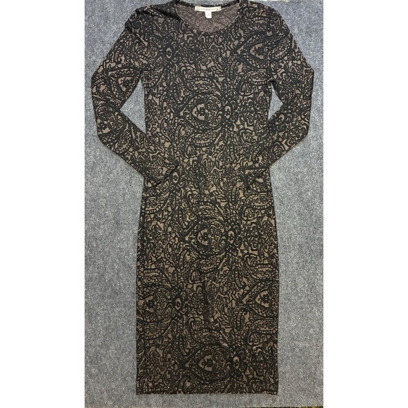 Chelsea & Violet Dresses & Skirts - Chelsea Violet Midi Form Fitting Paisley Black Dress Women's Size Medium
